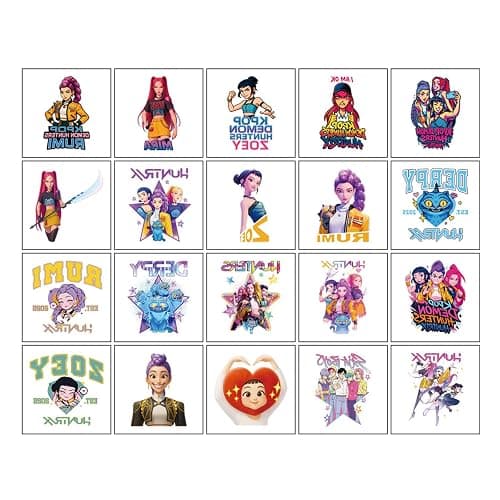20pcs Demon Movie Hunters Temporary Tattoos for Kids Korean Idol Huntrx,Saja Boys,Jinwoo,Rumi,Tiger Decal Temporary Tattoos Body Stickers for Birthday Party Decorations,DIY Activity Supplies thumbnail 3