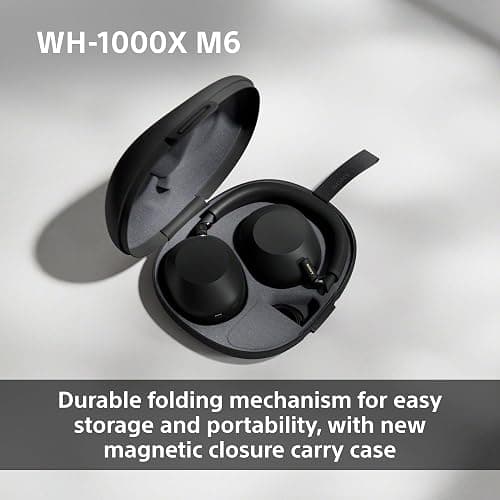 Sony WH-1000XM6 Flagship Noise Cancelling Over-Ear Wireless Bluetooth Headphones, Signature Hi-Res Sound, Ultimate Comfort, Foldable Design, Durable Case, 30 HR Battery, iOS & Android - Silver - Silver thumbnail 6