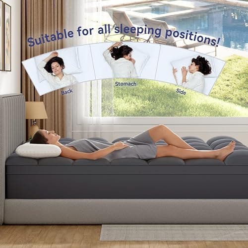 ELEMUSE King Grey Mattress Topper for Back Pain, Extra Thick Mattress Pad Cover, Plush Soft Pillowtop with Elastic Deep Pocket, Overfilled Down Alternative Filling thumbnail 5