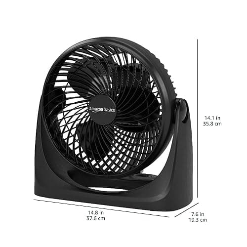 Amazon Basics Air Circulator Fan, Desk Fan for Bedroom, Home and Office, With 90-Degree Tilt Head, 3 Speed Settings, Lightweight (4.2 LBS), 70 Watts, Black, 14.8"Wx7.6"Dx14.1"H thumbnail 3