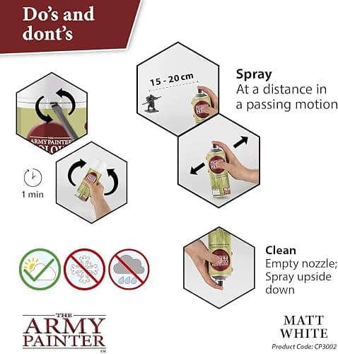 The Army Painter, Colour Primer Matt White, 400 ml acrylic spray | Spray Paint Basecoat for Miniature Model Undercoat Priming, Plastic Wargames, DnD & Warhammer thumbnail 6