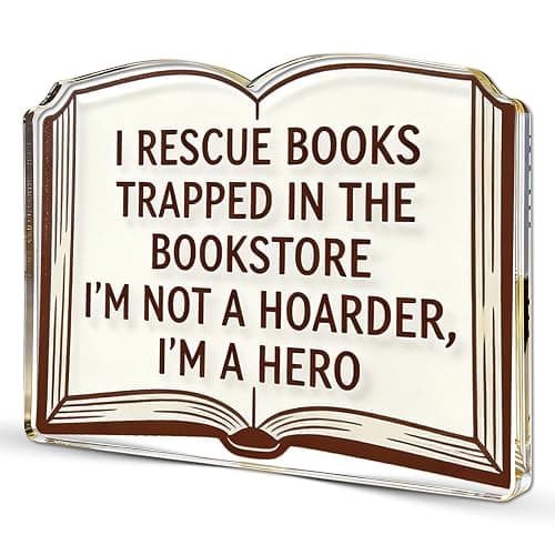 Book Counter Sign Book Lover Gifts for Women Men Acrylic Decorations Plaque | Bookish Gifts Decor for Home Bedroom Study Room Bookshelf Library Books Themed Gift Birthday Christmas Decoration for Friends - Image 1