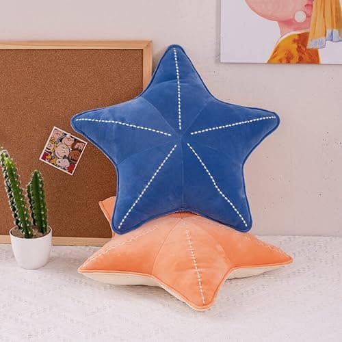 HXIYAN Starfish Shell Pillow Plush car Cushion Bedside Sofa Home furnishings Dormitory Office mat (19.6in, Star Orange) thumbnail 5