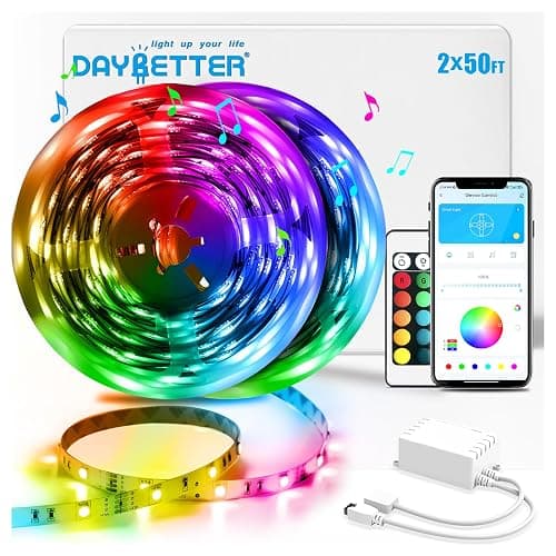 DAYBETTER Led Strip Lights 100 ft Smart with App Remote Control, 5050 RGB for Bedroom, Living Room, Home Decoration, Music Sync Color Changing for Room Party(2 Rolls of 50 ft) thumbnail 9
