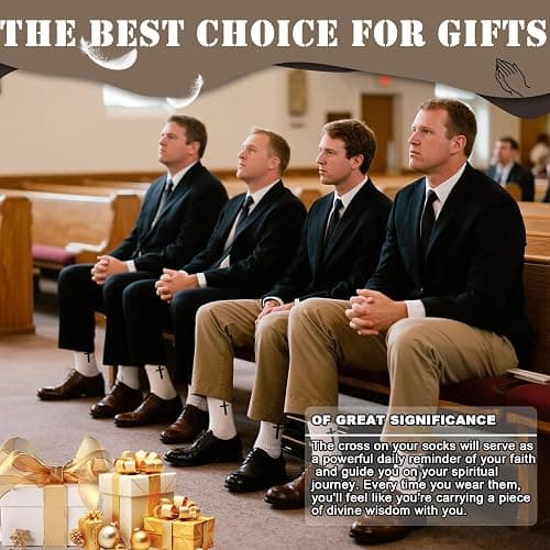 wotemlur 8 pair Christian cross socks prayer stockings suitable for husband, wife, family, birthday Christmas Easter gift thumbnail 2
