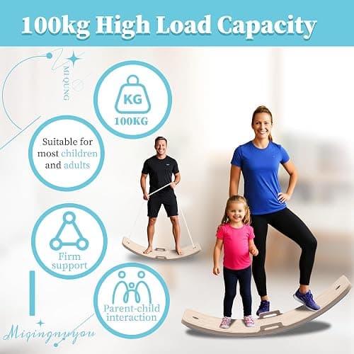 Wooden Wobble Balance Board Kids, 27 Inch Balance Board Toddlers with Natural Wood Board with Rope for Indoor&Outdoor Exercise, Open Ended Learning Toy for Body Training, Birthday thumbnail 5