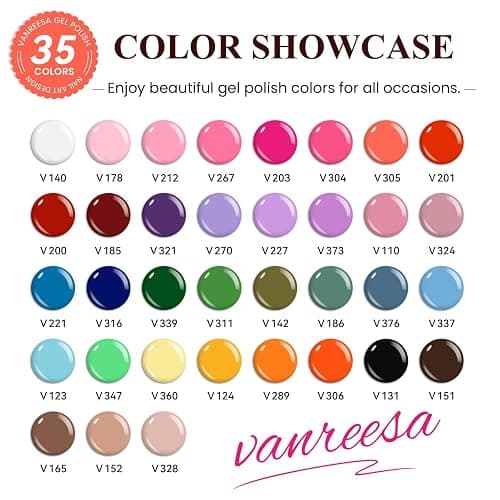 VANREESA 73 Pcs Gel Nail Polish Kit with U V Light and Nail Drill Kit 35 All Seasons Colors Nail Polish Set with Base Coat & 4 Effects Top Coat Gel Polish Nail Set Complete Nail Kit Gifts for Women thumbnail 8