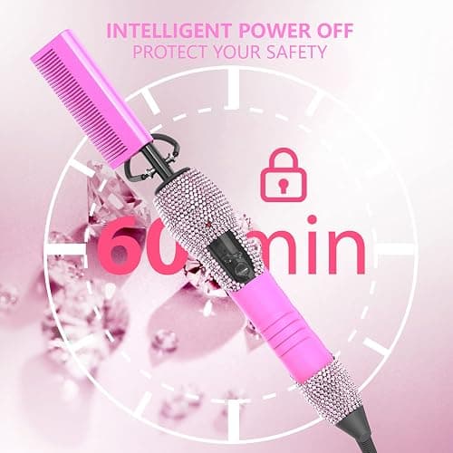 Dan Technology 500℉ Hot Comb for Wigs, Diamond Hair Straightener, 7 Temperature Settings, 60 Min Auto-Off, Professional Styling Tool for Natural Black Hair thumbnail 3