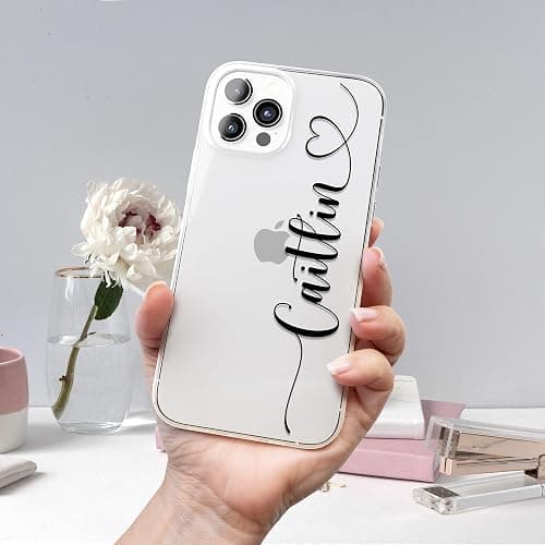 LianaCases Personalized Case for iPhone Air 17 16 15 14 13 12 11 Pro Plus - Cursive Name with Heart Clear Phone Cover thumbnail 3