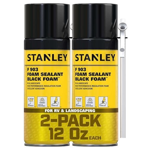 Stanley F903 Black Spray Foam Sealant (2x12oz) – Waterproof Expanding Polyurethane Foam for RV, Pond, Waterfall, Landscape & Automotive Applications – UV Resistant, Gap Filler Foam | 2 Pack - Image 1