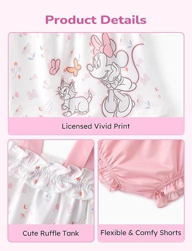 Disney Princess Baby Girl Clothes: Floral Sleeveless Ruffle Tunic Top & Bloomer Diaper Cover Set Newborn Summer Outfits thumbnail 4