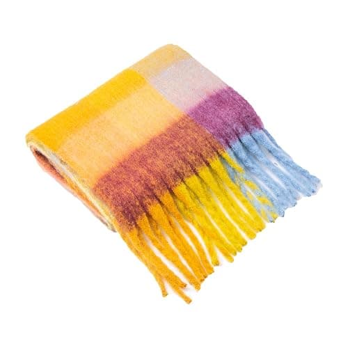 SHOHOKU Large Chunky Plaid Scarf Coloured Checked Oversized Scarf Tassel Soft Fall Winter Thick Warm Shawl Women thumbnail 2