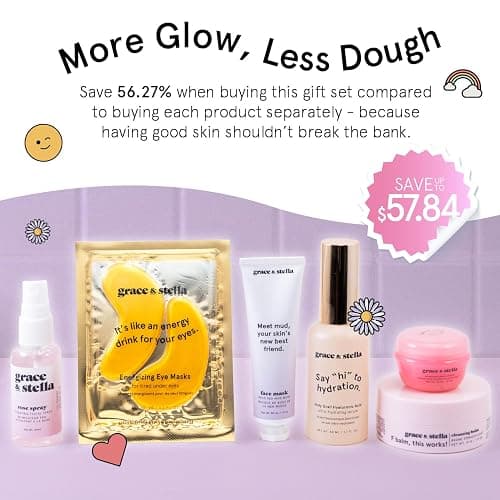 grace & stella Award Winning Skin Care Set - Gifts for Her - Travel Essentials with Under Eye Masks, Serum, Cleanser, Lip Balm - Birthdays, Bachelorette, Bridesmaids, Teen Gifts - Vegan Self Care thumbnail 9