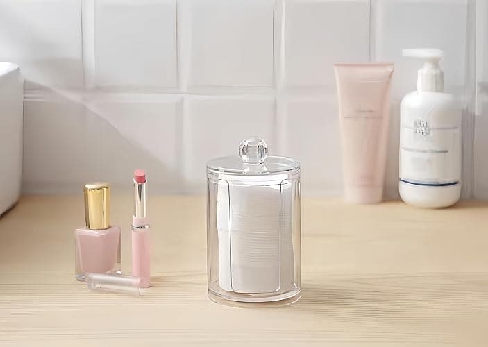 MIEGUIWOR 3 Wattestäbchen Behälter und Wattepadspender aus Hochwertigem PET – Klar, Staubdicht und Langlebig – Ideal für Kosmetik, Q-Tips und Make-up – für Bad, Schminktisch und Büro (transparent,D) thumbnail 6