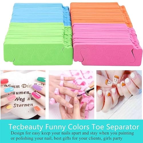 120pcs Toe Separators for Pedicure - Sponge Toe Separator for Nail Polish Party Nail Art Painting Toenails, 4 Funny Colors - Comfy and Soft thumbnail 2