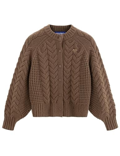 Aelfric Eden Chunky Cardigan Sweaters for Women Oversized Cable Knit Open Front Cardigans Long Sleeve Crewneck Trendy Outfits - Image 1