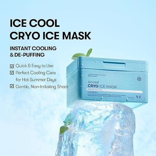 VT COSMETICS Cryo Ice Cool Mask, 30 Sheets, Cooling & De-Puffing Daily Sheet Mask, Hydrating Korean Face Mask, Xylitol & Hyaluronic Acid, K-Beauty Skincare thumbnail 2