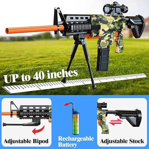 Toy Gun Automatic Sniper Rifle -3 Modes Toy Foam Blasters with Tactical Vest, Bipod, 2 Clips and 150 Darts, Electric Toys for Adults Boys Age 8-12 Gifts for Birthday Xmas thumbnail 4