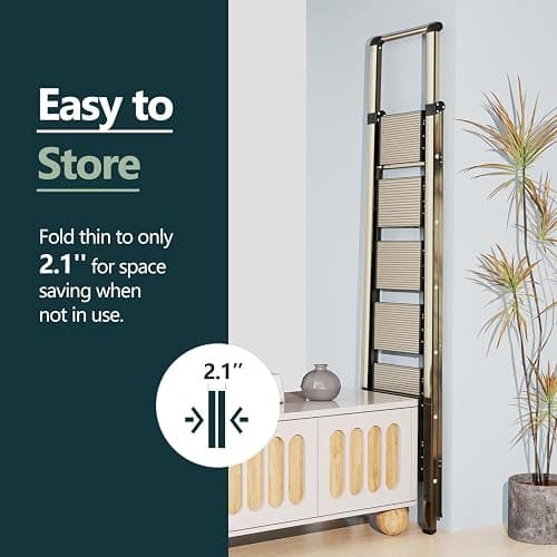 WOA WOA 6 Step Ladder, Lightweight Folding Ladder with Non-Slip Wide Pedals, Ladder with Safe Grip Handle, Easy to Open and Close, Suitable for Home and Outdoor - Brown Gold - 6 step - Brown Gold thumbnail 5