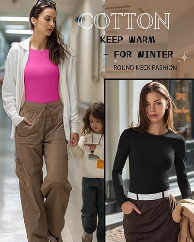Neer 3 Pack Womens Underscrub Shirts Long Sleeve Crewneck Tops Fitted Layering Clothes Comfort Knit Tops for Nurse thumbnail 5