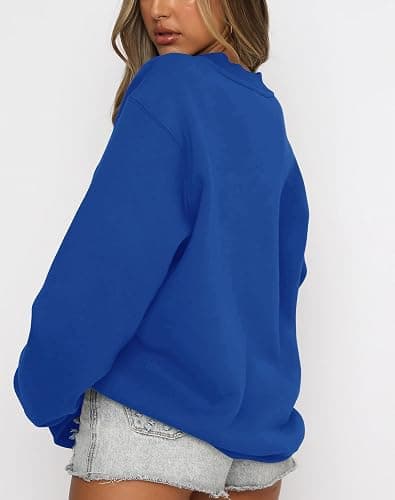 Fanway&EC Women's Long Sleeve Sweatshirt Casual Crewneck Oversized Pullover Hoodies Fall Tops thumbnail 3