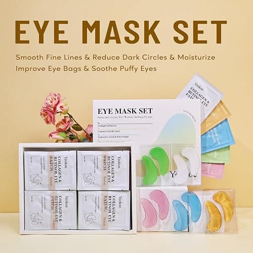 Yeokoe Under Eye Patches for Dark Circles,Eye Mask for Puffy Eyes With Collagen,Retinol,Vitmin C,Hyaluronic Acid and Niacinamide Face Masks Skincare Spa Gifts for Woman 20Pairs thumbnail 2