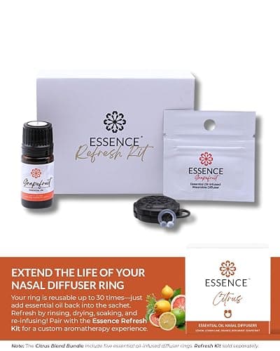 Essence Nasal Diffuser Citrus Bundle – Essential Oil Silicone Nose Rings for Mood, Energy & Positivity – Wearable Aromatherapy Pack with Lemon, Orange, Grapefruit & Bergamot thumbnail 7