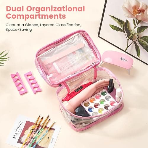 Nail Kit for Beginners with Everything: Professional Nail Acrylic Powder Liquid Set with Practice Hand Drill U V Light in Cosmetic Bag for Women Salon Home (Pink) thumbnail 7