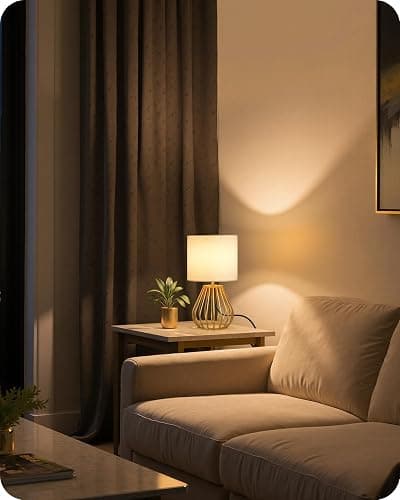 GOEBLESON Gold Table Lamp, Small Gold Bedside Lamp with Metal Base & White Linen Lampshade, Modern Nightstand Lamp, Little Cute Desk Lamp for Bedroom, Living Room, 2700K LED Bulb Included, DCW06TL05 thumbnail 8