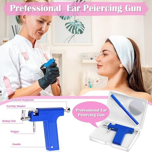 Ear Piercing Gun Kit, Reusable Ear Nose Piercing Gun Machine with Stainless Steel Piercing Earrings Studs, Crystal Earrings for At Home Salon Earlobe Cartilage Helix Tragus Piercing Tool Set thumbnail 2