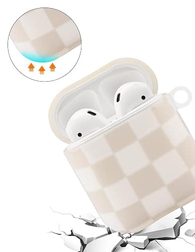Aitipy Compatible with Airpods 2nd 1st Generation Case, Cute Off-White Chessboard Aesthetic Design with Carabiner, Soft TPU Skin Anti-Scratch Shockproof Protective Cover for Women Girls thumbnail 4