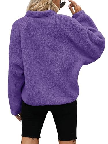 Yanekop Womens Fleece Jacket Fuzzy Long Sleeve Short Winter Coats Button Down Sherpa Jacket Outerwear with Pockets thumbnail 4