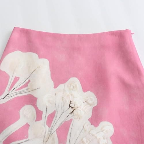 Apvirdy Women's Linen Skirt High Waist Color Block Vintage Elegant Floral Print Summer Straight Midi Skirt thumbnail 4