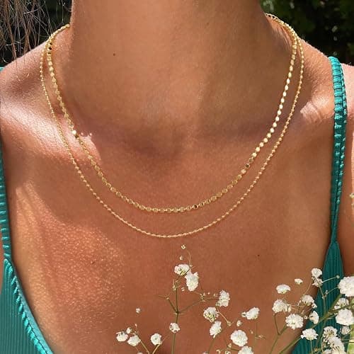 ASCOMY Layered Necklaces for Women Gold Necklace 14K Gold/Silver Plated Pendant Necklace Layered Cross Necklace Paperclip Rope Bead Box Satellite Dot Chain Necklaces Gold Choker Trendy Jewelry Gift thumbnail 3