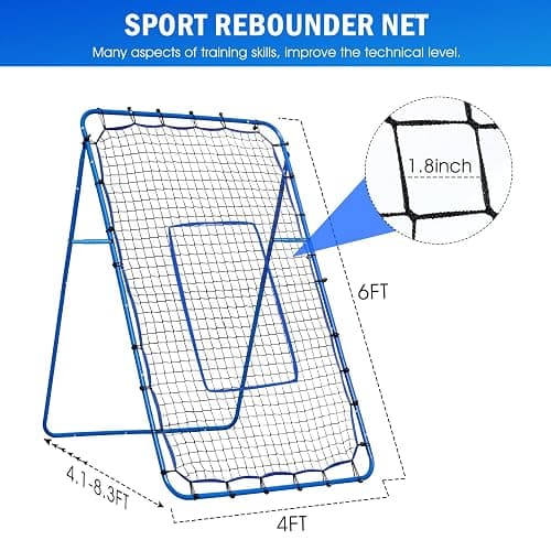Volleyball Lacrosse Rebound Net Pro, WINTHAI Lacrosse Rebounder for Backyard, 7x4FT/6x4FT/4x4FT Bounce Back Net with Target Strike Zone, Easy Quick Setup, Volleyball Baseball Softball Soccer Training thumbnail 8