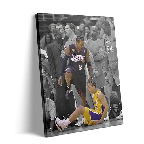 B.B.F MAKE Basketball Canvas Wall Art, Iverson and Tyronn Lue Poster Prints NBA Star Artwork Decoration Motivational Sports Wall Decor for Gym Office Home Dorm Bedroom Living Room, Framed 8x10inch - Image 1