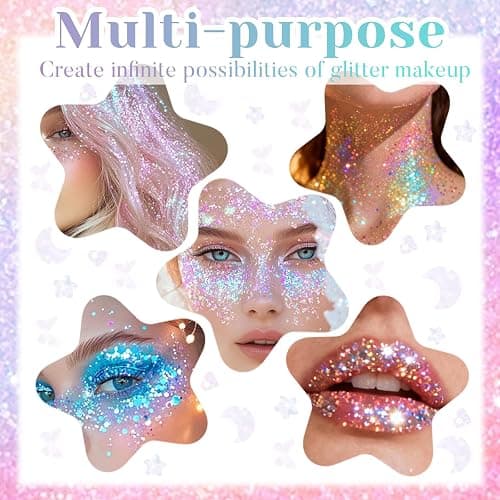 BelleFlair 40 Colores Paleta de Sombras de Ojos con Brillo, Paleta de Maquillaje para Rostro y Cuerpo, Gel Brillo de Sombras de Ojos, Paleta de Maquillaje para Adultos Niños, Set de Maquillaje de thumbnail 4