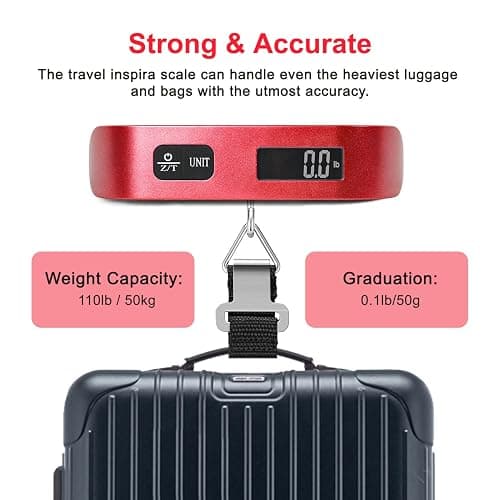 travel inspira Luggage Scale, Portable Digital Hanging Baggage Scale for Travel, Suitcase Weight Scale with Rubber Paint, 110 Pounds, Battery Included thumbnail 5