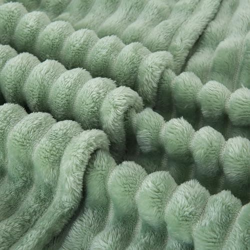 Linecooo Sage Green Fleece Throw Blanket 50”×60” for Couch Sofa Livingroom | Super Soft Cozy Plush Microfiber Flannel Bed Blanket Striped Design Lightweight Home Decor Gifts for Adults Mom Women thumbnail 7