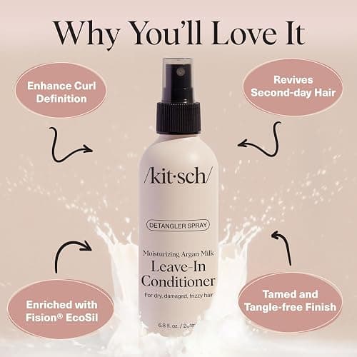 Kitsch Argan Milk Leave In Conditioner Spray – Hair Detangler Spray for Curly, Wavy, Fine, Dry & Damaged Hair - Silicone-Free | Ideal Gifts for Women - 6.3oz thumbnail 4