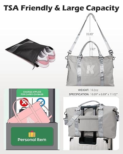 Vogewood Birthday Gifts for Girls, Initial Travel Duffel Bag, Sports Bag, Personalized Weekender Bag with Shoulder Strap, Monogram Overnight Bag, Gift for Friend Sister Teacher Gifts (Letter O) thumbnail 3