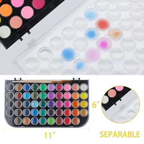 Artecho 48 Colors Watercolor Cake Set with 3 Brushes, Washable, Travel Design, Perfect for Card Making, Illustrations, Painting, Calligraphy thumbnail 4