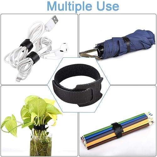 Nettbe 60 PCS 6 Inches Reusable Cable Ties, Adjustable Cord Straps Wire Organizer Cord Wrap and Hook Loop Cable Management thumbnail 5