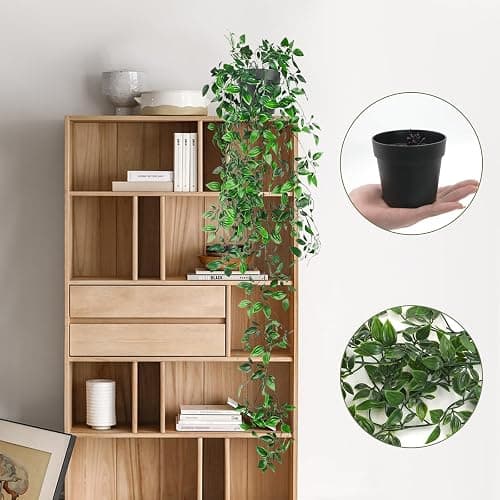 alwaiiz 3 Pièces Plante Artificielle Tombante avec Pot, Fausse Plante Tombante, Décoration végétale Verte Convient pour Chambres, Balcons, Jardins et Mariages thumbnail 5