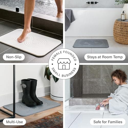 Dorai Home Stone Bath Mat - Premium Diatomaceous Earth Bath Floor Mats with Non-Slip Base, Fast-Drying Modern Shower Mat for Bathroom | Zen Sandstone - 23.6"x15.4" thumbnail 4