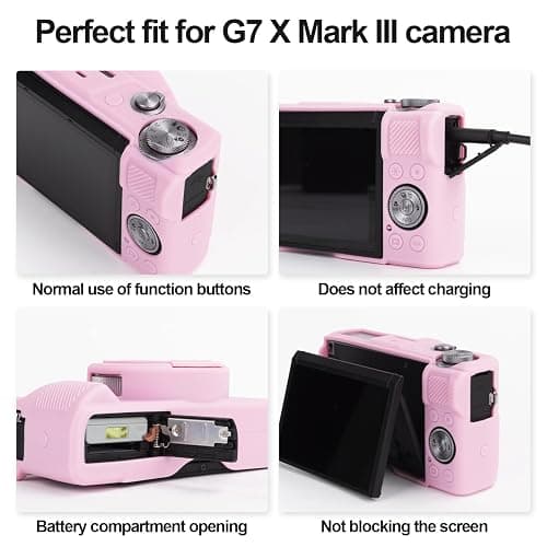 Rieibi Silicone Case for Canon G7X Mark III Case, G7X Mark III Accessories with 2 pcs sreen Protectors,Detachable Lens Cover for Canon G7X Mark III Cover thumbnail 2