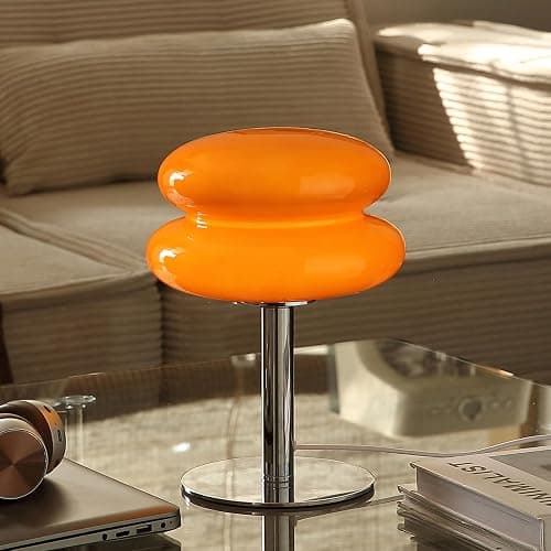 Glivpny Mushroom Lamp Table Lamp for Night Stands,Mid Century Modern Desk Lamps for Bedroom, Vintage Dimmable Bedside Small Lamps, Cute Cool Home Room Aesthetic Decor for Living Room (Orange) thumbnail 2