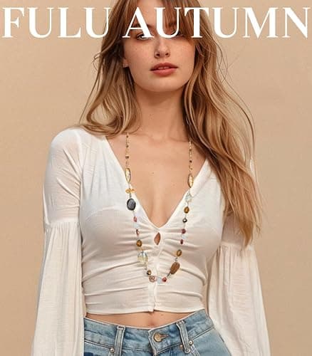 FULU AUTUMN Long Necklaces for Women Trendy Long Chunky Beaded Necklace Boho Fashion Costume Jewelry Mothers Day Gifts for Her thumbnail 3