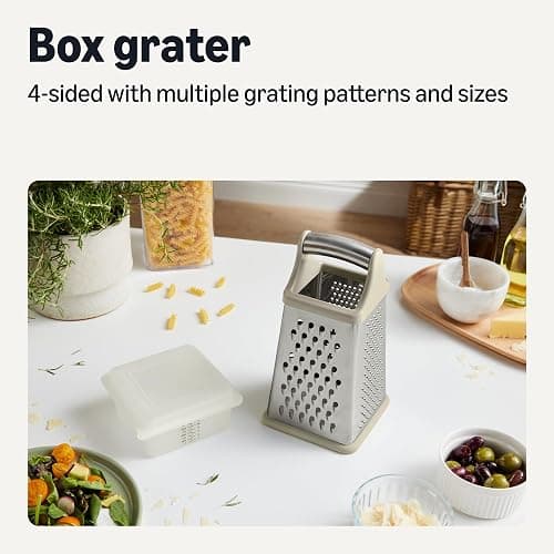 Amazon Basics 4-Sided Cheese Grater with Measurement Container, Stainless Steel, Dishwasher-Safe thumbnail 2