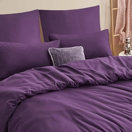 RUIKASI Bettwäsche 220x240 Lila 3teilig - Mikrofaser Bettwäsche-Sets OEKO-TEX, Bettbezüge 220 x 240cm + 2 Kissenbezüge 80x80cm mit Reißverschluss, Weich und Bügelfrei thumbnail 3